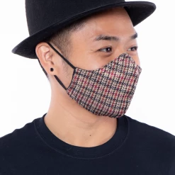 Curvy Sense Washable Fitted & Adjustable Woven Face Mask - Gingham Red Face Masks