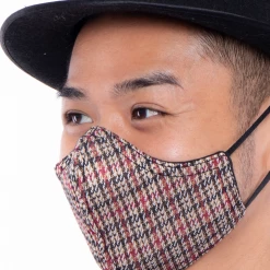 Curvy Sense Washable Fitted & Adjustable Woven Face Mask - Gingham Red Face Masks