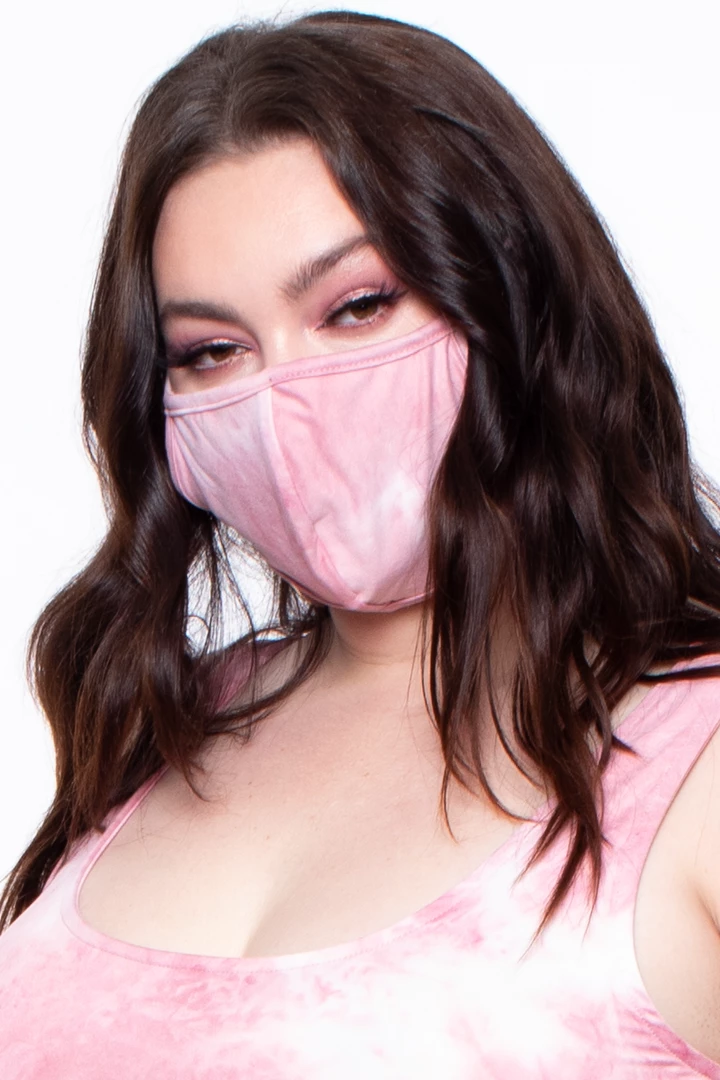 Curvy Sense Face Masks Washable & Reusable Printed Tie-Dye Face Mask - Mauve 4 Curvy Sense Face Masks Washable & Reusable Printed Tie-Dye Face Mask - Mauve
