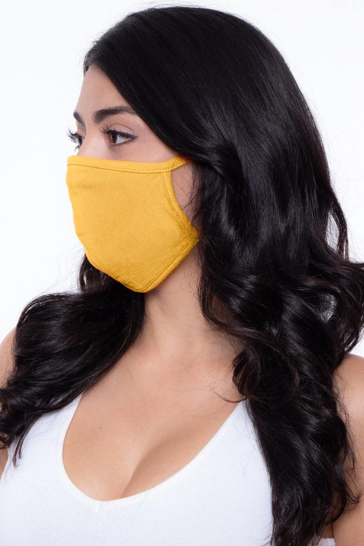 Curvy Sense Face Masks Washable & Reusable Unisex Face Mask - Mustard 3 Curvy Sense Face Masks Washable & Reusable Unisex Face Mask - Mustard