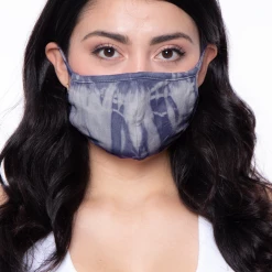 Curvy Sense Washable & Reusable Hand Tie-Dyed Face Mask - Navy Face Masks