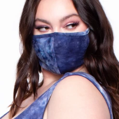 Curvy Sense Washable & Reusable Printed Tie-Dye Face Mask - Navy