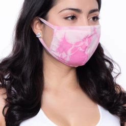 Curvy Sense Washable & Reusable Hand Tie-Dyed Face Mask - Pink Face Masks