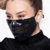 Curvy Sense Face Masks Washable Dual-Layer Sequins Face Mask With Pocket + 10 Filters- Rainbow