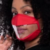 Curvy Sense Reusable Transparent Clear Face Mask - Red