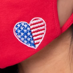 Curvy Sense Face Masks Washable & Reusable Embroidered Face Mask - Heart Flag