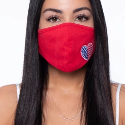 Curvy Sense Face Masks Washable & Reusable Embroidered Face Mask - Heart Flag
