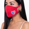 Curvy Sense Face Masks Washable & Reusable Embroidered Face Mask - Heart Flag