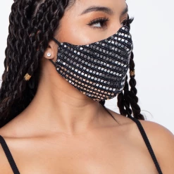 Curvy Sense Washable Dual-Layer Fitted Sequins Face Mask - Silver