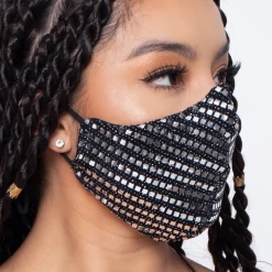 Curvy Sense Washable Dual-Layer Fitted Sequins Face Mask - Silver