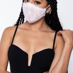 Curvy Sense Face Masks Washable 3-Layer Lace-Trimmed Nude Face Mask - White 10 Curvy Sense Face Masks Washable 3-Layer Lace-Trimmed Nude Face Mask - White