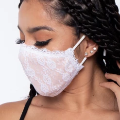 Curvy Sense Face Masks Washable 3-Layer Lace-Trimmed Nude Face Mask - White 9 Curvy Sense Face Masks Washable 3-Layer Lace-Trimmed Nude Face Mask - White