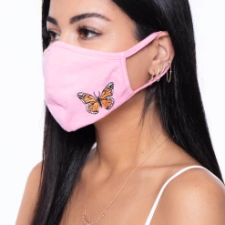 Curvy Sense Washable & Reusable Embroidered Face Mask - Butterfly Face Masks