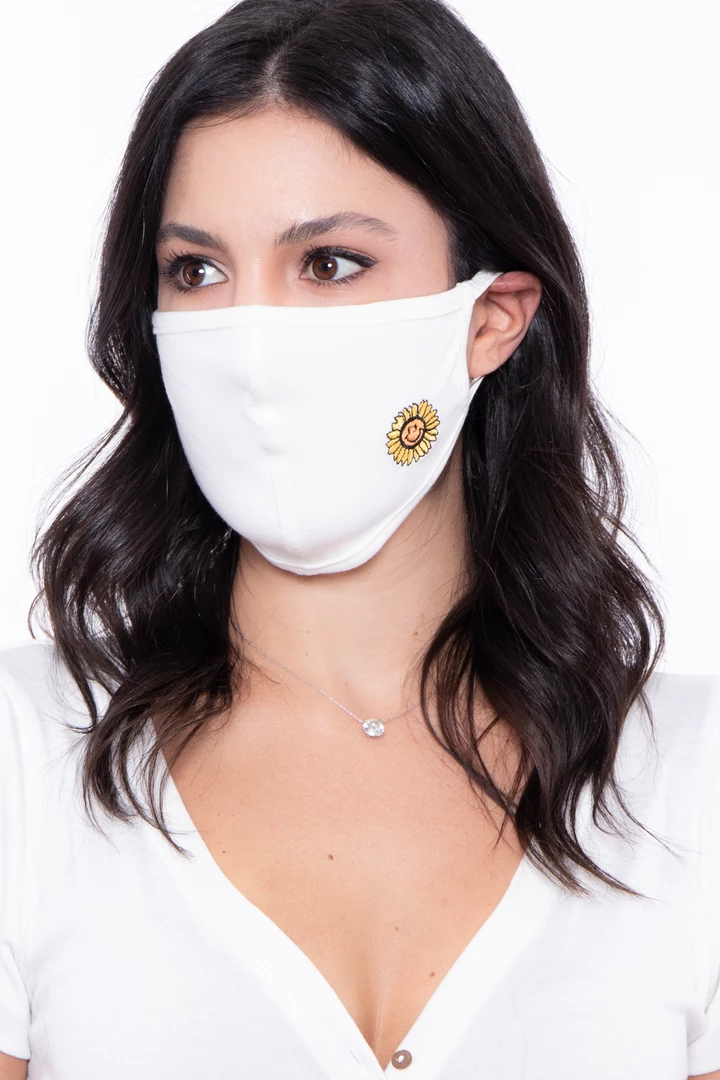 Curvy Sense Washable & Reusable Embroidered Face Mask - Sunflower Face Masks 3 Curvy Sense Washable & Reusable Embroidered Face Mask - Sunflower Face Masks