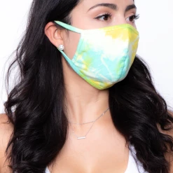 Curvy Sense Washable & Reusable Hand Tie-Dyed Face Mask - Yellow