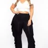 Curvy Sense Plus Size Ava Ruffle Pants - Black