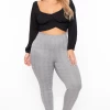 Curvy Sense Plus Size Stacey Plaid Pants- Grey 2 Curvy Sense Plus Size Stacey Plaid Pants- Grey