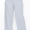 Curvy Sense Essential Mix Plus Size Essential Ribbed Flare Pants -Heather Gray
