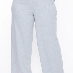 Curvy Sense Essential Mix Plus Size Essential Ribbed Flare Pants -Heather Gray