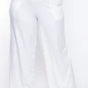 Curvy Sense Plus Size Essential Ribbed Flare Pants -Ivory Essential Mix