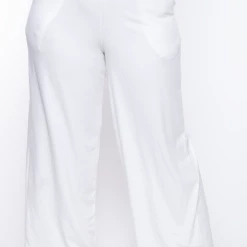 Curvy Sense Plus Size Essential Ribbed Flare Pants -Ivory Essential Mix
