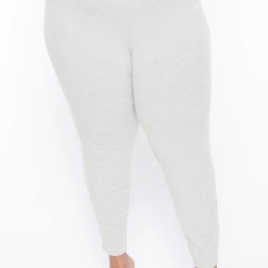 Curvy Sense Essential Mix Plus Size Essential Ribbed High Waist Leggings - Ivory