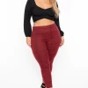 Curvy Sense Plus Size Stacey Plaid Pants- Red
