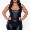 Curvy Sense Plus Size Leta Faux Leather Biker Shorts - Black