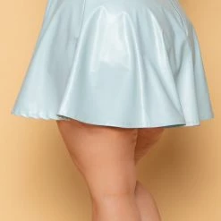 Curvy Sense Plus Size Coleta Faux Leather Mini Skirt - Blue New Arrivals 8 Curvy Sense Plus Size Coleta Faux Leather Mini Skirt - Blue New Arrivals