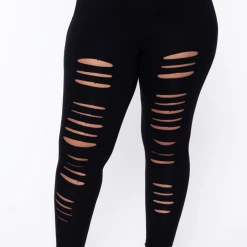 Curvy Sense Plus Size Distressed Leggings - Black Back In Stock 10 Curvy Sense Plus Size Distressed Leggings - Black Back In Stock