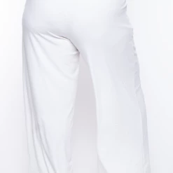 Curvy Sense Plus Size Essential Ribbed Flare Pants -Ivory Essential Mix