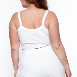 Curvy Sense Plus Size Essential Ribbed Flare Pants -Ivory Essential Mix