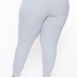 Curvy Sense Plus Size Essential Ribbed High Waist Leggings - Heather Grey