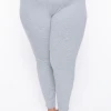 Curvy Sense Plus Size Essential Ribbed High Waist Leggings - Heather Grey