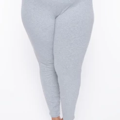 Curvy Sense Plus Size Essential Ribbed High Waist Leggings - Heather Grey