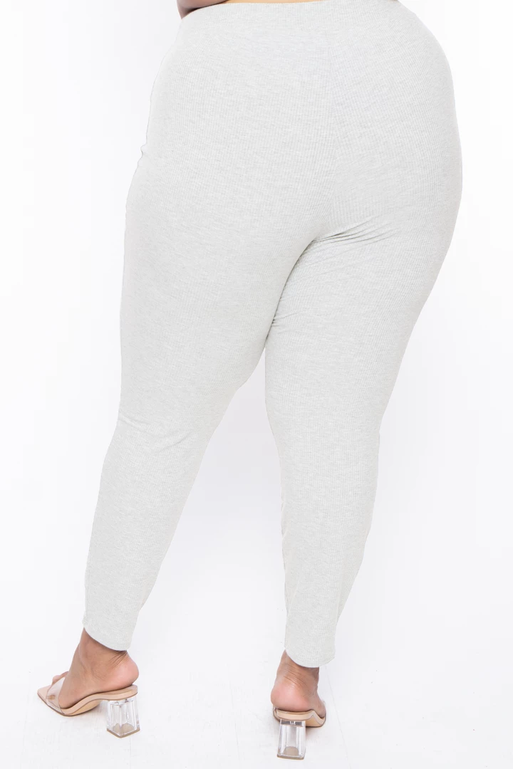 Curvy Sense Essential Mix Plus Size Essential Ribbed High Waist Leggings - Ivory 6 Curvy Sense Essential Mix Plus Size Essential Ribbed High Waist Leggings - Ivory