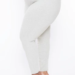 Curvy Sense Essential Mix Plus Size Essential Ribbed High Waist Leggings - Ivory