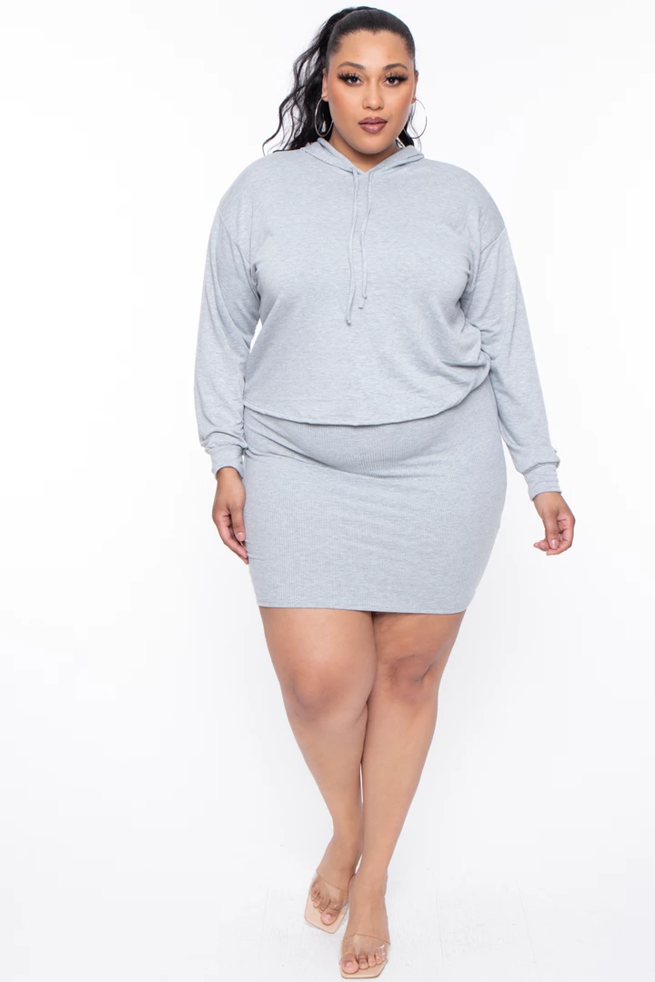 Curvy Sense Plus Size Essential Ribbed Mini Skirt - Heather Grey 6 Curvy Sense Plus Size Essential Ribbed Mini Skirt - Heather Grey
