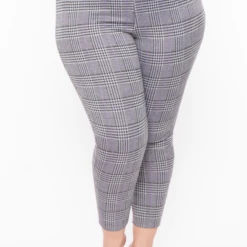 Curvy Sense Sale Plus Size Stacey Plaid Pants- Lavender 9 Curvy Sense Sale Plus Size Stacey Plaid Pants- Lavender