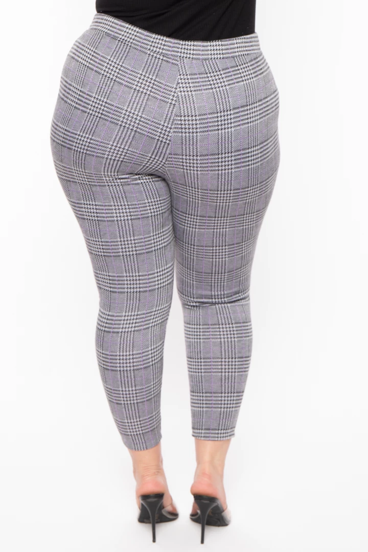 Curvy Sense Sale Plus Size Stacey Plaid Pants- Lavender 7 Curvy Sense Sale Plus Size Stacey Plaid Pants- Lavender