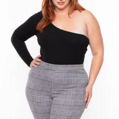 Curvy Sense Sale Plus Size Stacey Plaid Pants- Lavender