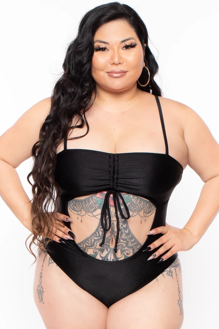 Curvy Sense Swimwear Plus Size Samira Cut-Out Bodysuit - Black 3 Curvy Sense Swimwear Plus Size Samira Cut-Out Bodysuit - Black
