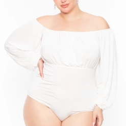 Curvy Sense Plus Size Kalia Bodysuit - White