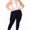 Curvy Sense Bodysuits Plus Size Gia Glitter Sleeveless Bodysuit- Ivory
