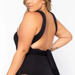 Curvy Sense Plus Size Infinity Bodysuit - Black Back In Stock