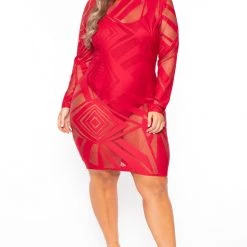 Curvy Sense Plus Size Jersey Girl Bodysuit - Red Back In Stock