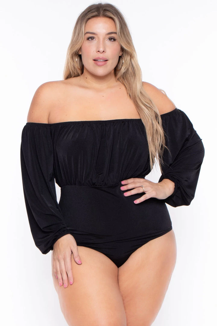 Curvy Sense Plus Size Kalia Bodysuit - Black Back In Stock 3 Curvy Sense Plus Size Kalia Bodysuit - Black Back In Stock