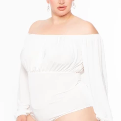 Curvy Sense Plus Size Kalia Bodysuit - White