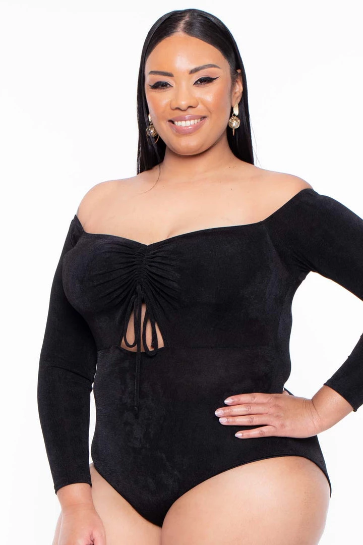 Curvy Sense Plus Size Miyuki Slinky Bodysuit - Black 5 Curvy Sense Plus Size Miyuki Slinky Bodysuit - Black