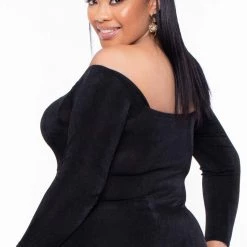 Curvy Sense Plus Size Miyuki Slinky Bodysuit - Black 9 Curvy Sense Plus Size Miyuki Slinky Bodysuit - Black